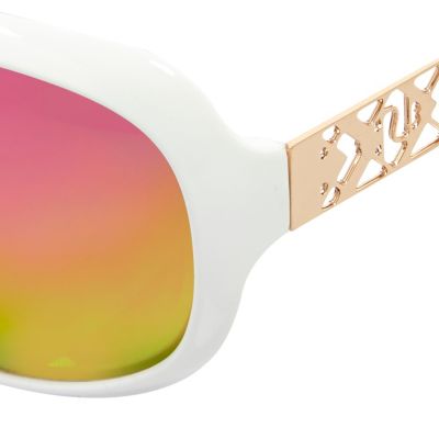 Girls white glam oversized sunglasses